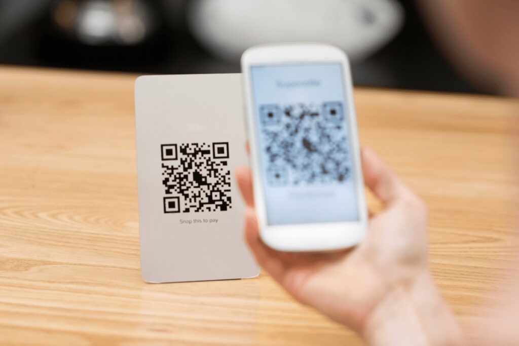 QR code being scanned on a phone
